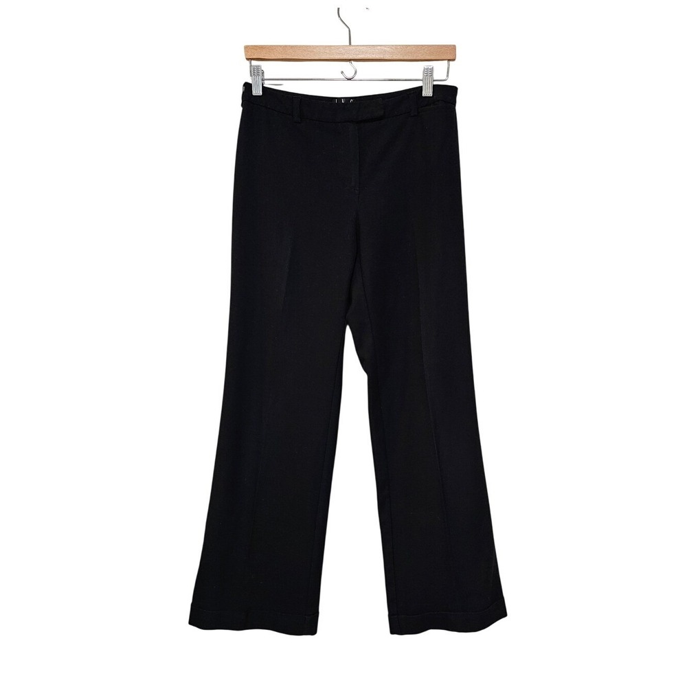 INC Black Wide Leg Dress Pants‎ 8 Petite Cuffed Career Office Work Stretch ~